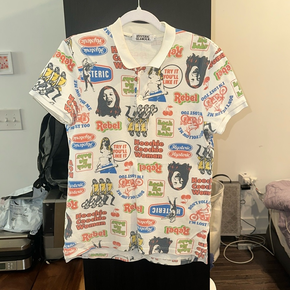 RARE Hysteric Glamour printed polo